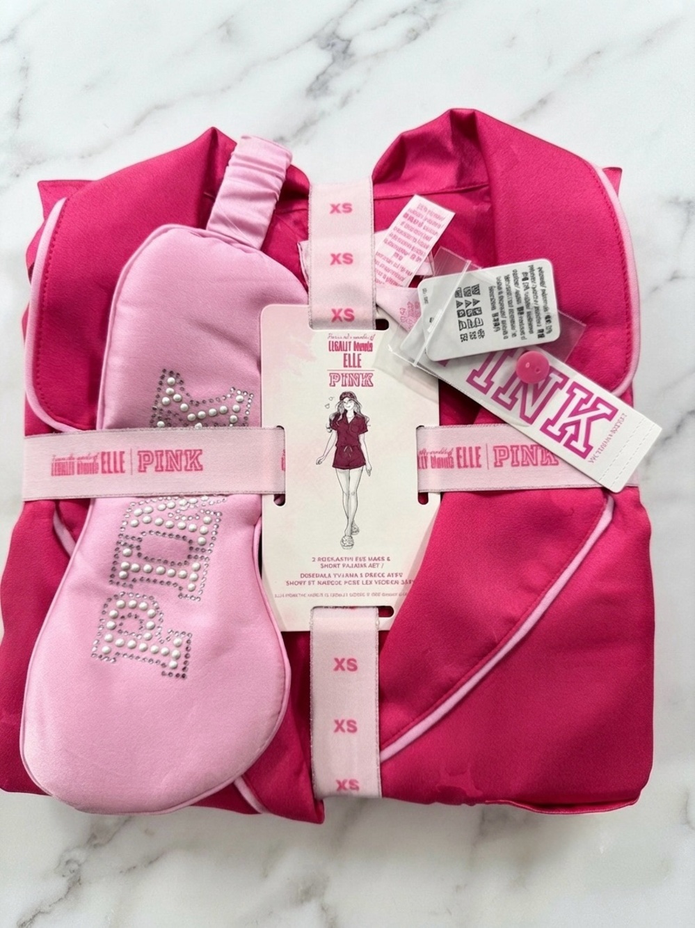 Victoria’s Secret PINK | Elle 3-Piece Satin Eye Mask & Short Pajama Set